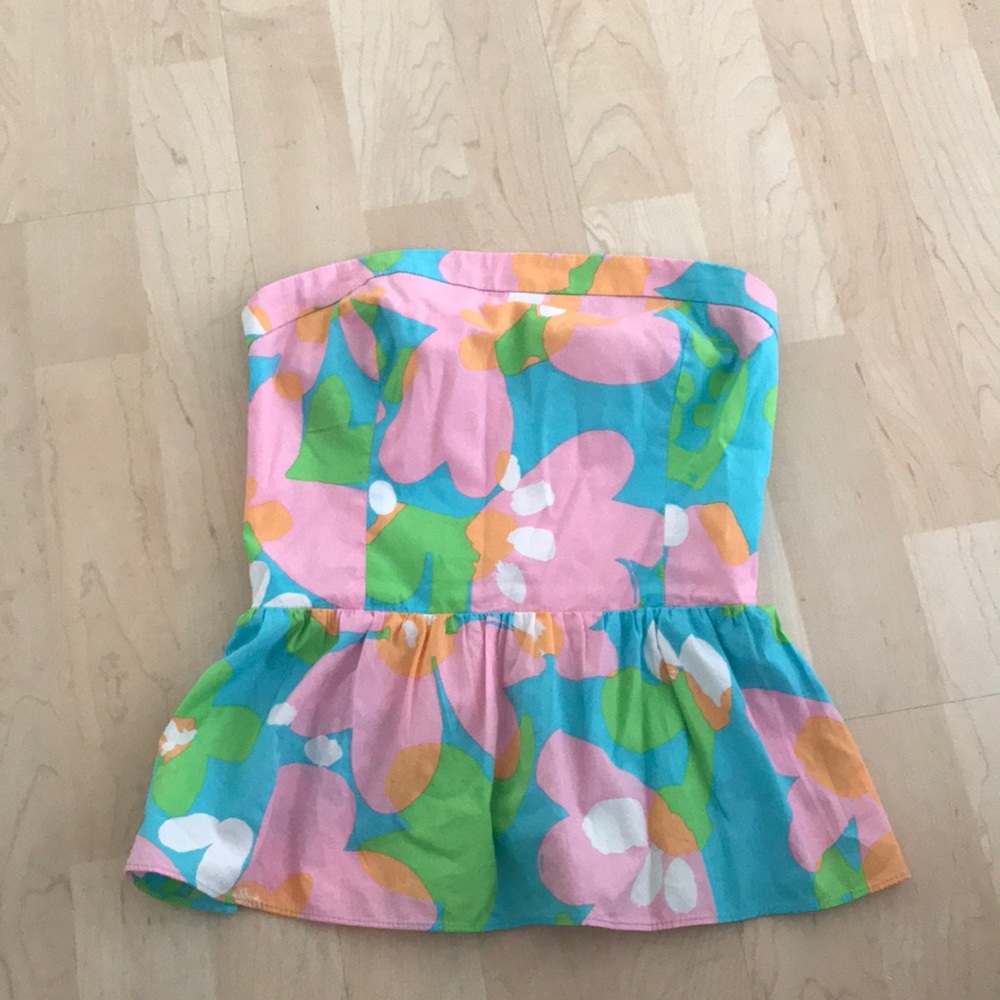 Lilly Pulitzer Large Floral Print Strapless Shirt